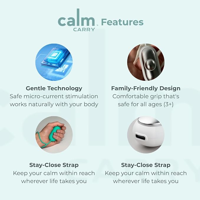 CalmCarry Glowco Sleep Aid Device – Handheld Microcurrent Relaxation Tool, Supports Calm, Focus & Gentle Relief, USB Rechargeable, Portable Wellness Device for Adults & Kids | Purple Calm Carry