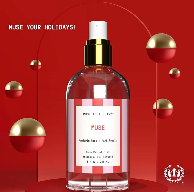 Muse Apothecary Room Ritual - Aromatic and Relaxing Room Mist, 8 oz, Infused with Natural Essential Oils - Great Valentine's Day Gift - Mandarin Rosè + Pink Pomelo, 2 Pack