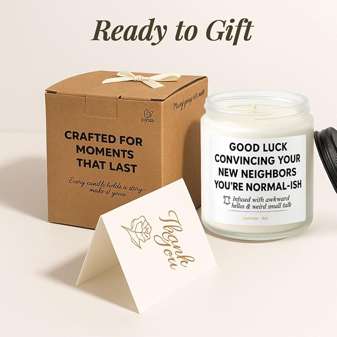 Housewarming Gifts New Home–9oz Lavender Candle, Cozy Aromatherapy Decor, Gift for Friends, Family & New Homeowners, House Essentials for New Home, New House Essentials by Joyqua, Neighbors