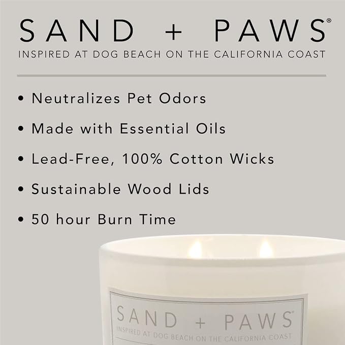 Sand + Paws Scented Candle - Pumpkin Spice - Additional Scents and Sizes –Luxurious Air Freshening Jar Candles Neutralize pet Odors and Enhance Home décor – 100% Cotton Lead-Free Wicks - 21 oz