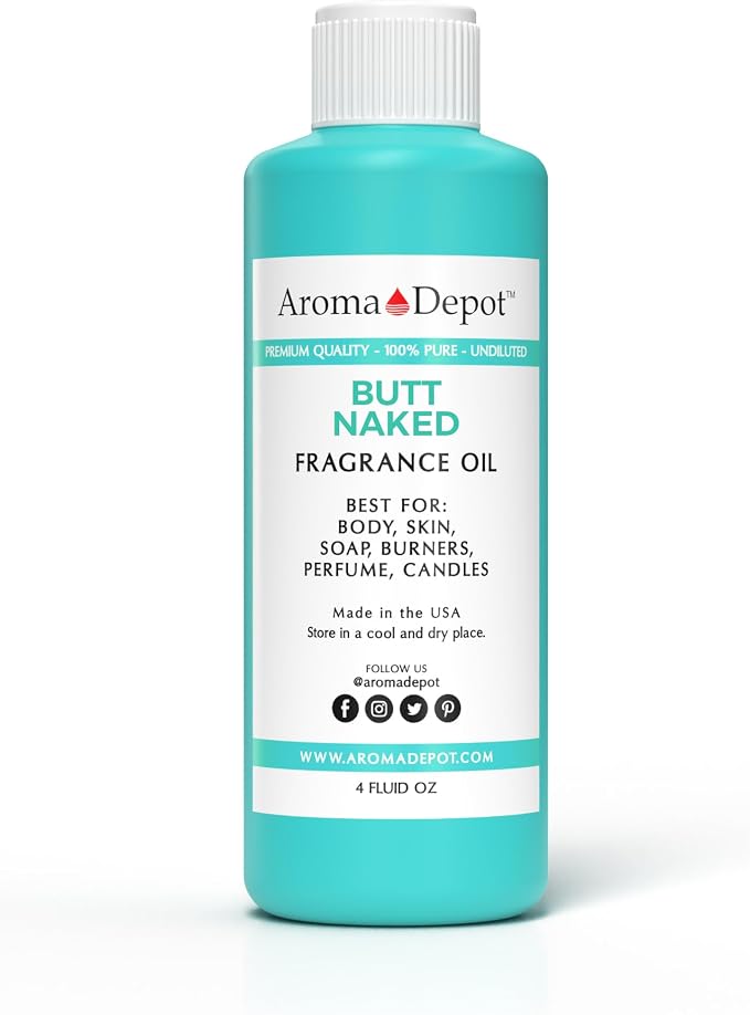 Aroma Depot 4 oz. Butt Naked TypeFragrance Oil I Perfume I Skin Oil I Scented Oil. DIY Projects Such as Candles, Bath Bombs, Body Butters, Creams & Lotions. for Diffuser, Burners, or Warmers.