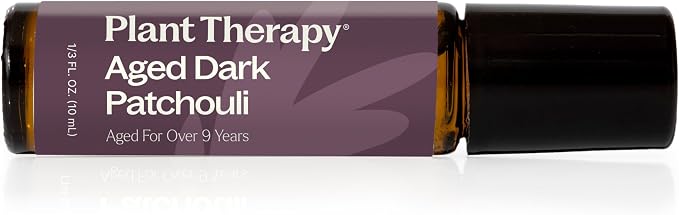 Plant Therapy Aged Dark Patchouli Essential Oil Roll-On 10 mL (1/3 oz) Pre-Diluted in Fractionated Coconut Oil, Long-Lasting, Personal Fragrance,100% Pure, Natural, Expertly Aged for Depth, Rich Aroma