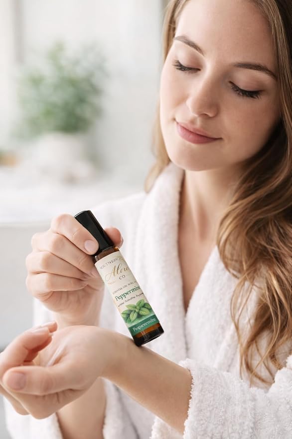 Southern Alora Essential Oils Roll On Set – Peppermint, Lavender & Eucalyptus Aromatherapy for Relaxation and Stress Support – Travel Size Essential Oil Roller, Self Care Gifts for Women