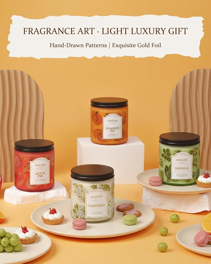 Pumpkin Pie Scented Candles for Autumn Home, 13oz Natural Soy Wax 2-Wick Jar, Up to 76-Hour Clean Burn, Warm Spiced Pumpkin Home Fragrance, Gift for Women Men