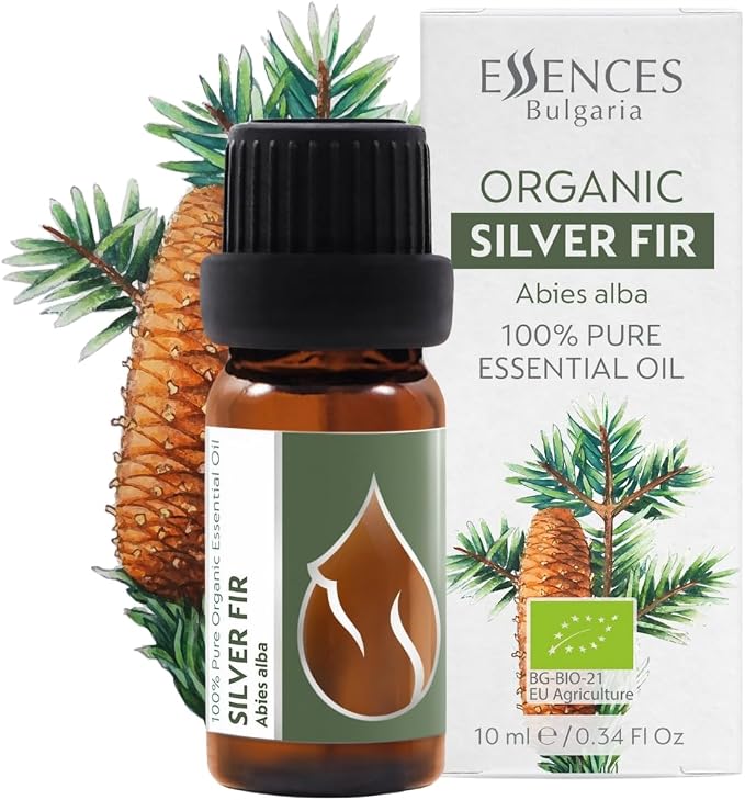 Essences Bulgaria Organic Silver Fir Essential Oil 1/3 Fl Oz | 10ml | Abies alba | 100% Pure and Natural | Undiluted | Therapeutic Grade | Family Owned Farm | Steam-Distilled | Non-GMO | Vegan
