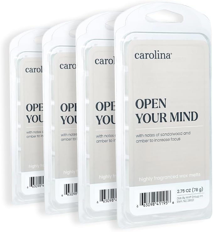 Carolina Open Your Mind Scented Wellness Wax Melts, Wax Melt Warmer Cubes, Long Lasting Scented Wax Warmer Cubes, 4 Pack, 6 Cubes Each - Made in The USA