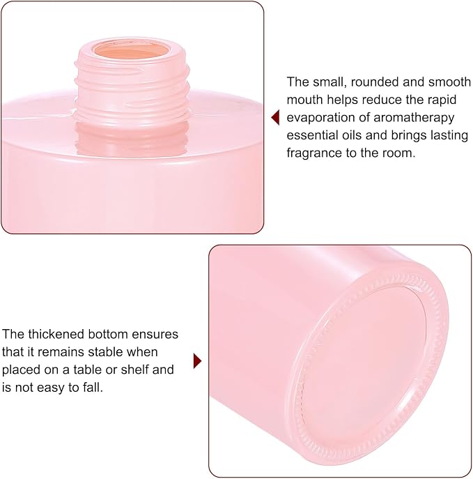 HARFINGTON Empty Glass Diffuser Bottle 140ml/4.7oz Refillable Fragrance Accessories Aromatherapy Jar Container for Replacement Reed Diffuser DIY Home Bathroom Pink with Silver Tone Cap