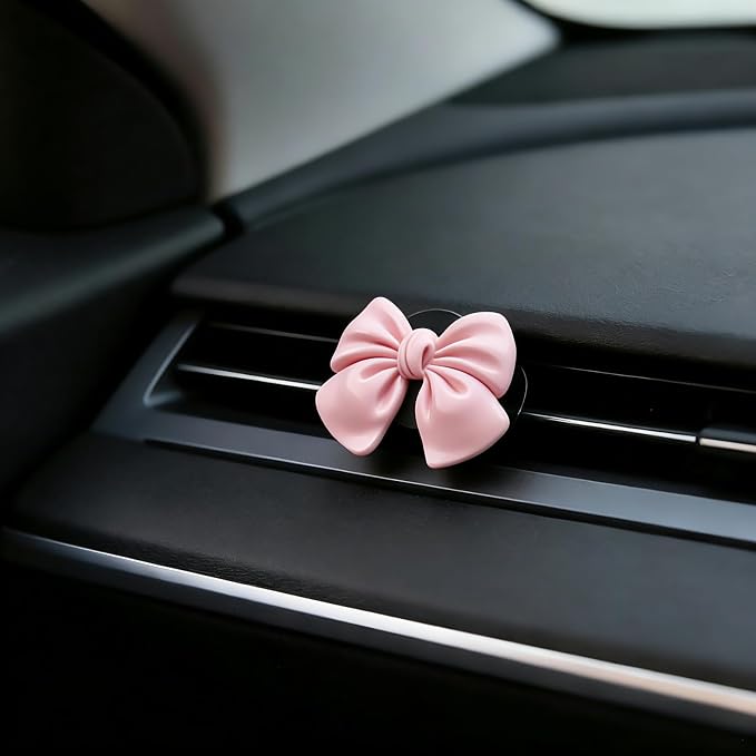 6 pcs Pink Bow Car Air Vent Clips Coquette Cute Girly Car Decor Accessories Interior Aesthetic Decorations Charm Stuff for Women Girl