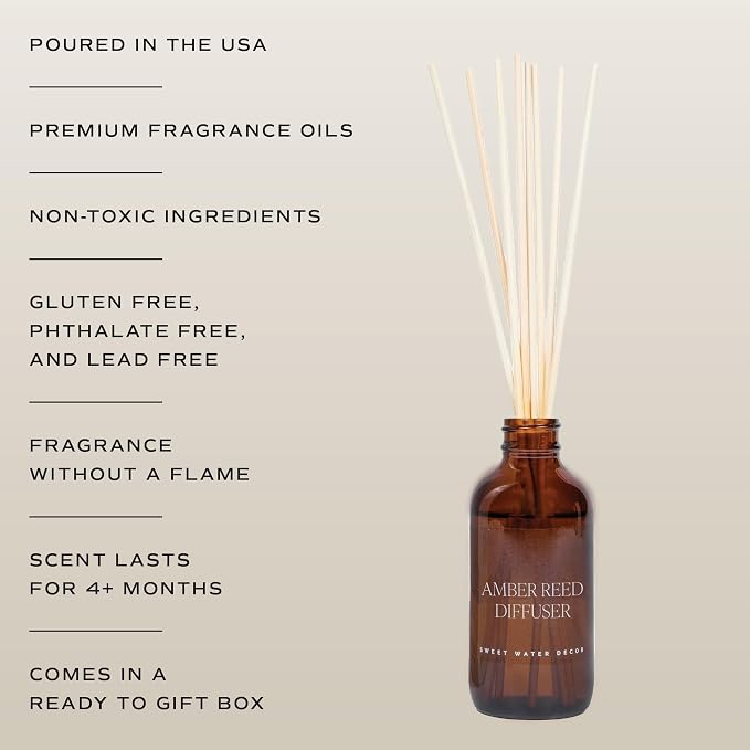 Sweet Water Decor Cashmere and Vanilla Reed Diffuser Set for Home - Milky Coconut, Soft Cashmere, Bourbon Vanilla, Sandalwood Scented Reed Diffusers - Lasts 4+ Months, Made in The USA
