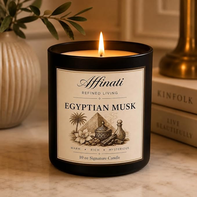Affinati Egyptian Musk Signature Candle - 10 oz Luxury Soy Blend Wax Candle, Long-Lasting Home Fragrance