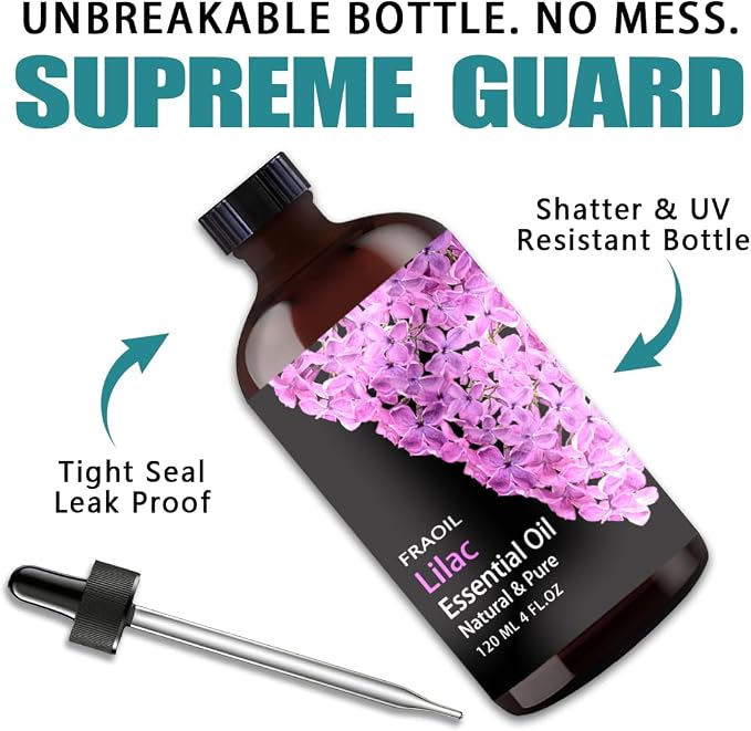 Lilac Essential Oil, Lilac Oil 4 Fl Oz 120ML for Diffuser Humidifier Yoga Cleaning DIY Candle Soap Making Essential Oils