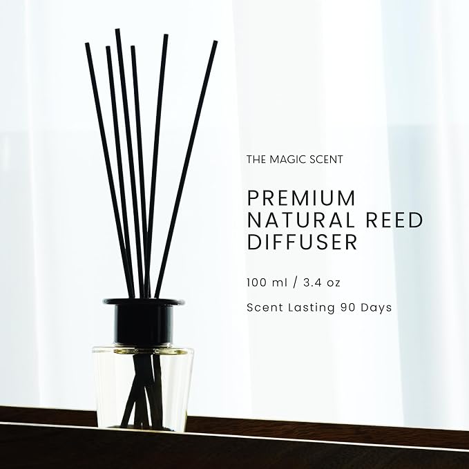 The Magic Scent Mahogany & Teakwood Reed Diffuser for Home - Luxury Scent Diffuser with Premium Fiber Reeds for Lasting Gentle Dispersal - Natural, Toxin-Free Aroma Inspired by Ambercrombie & Fitch