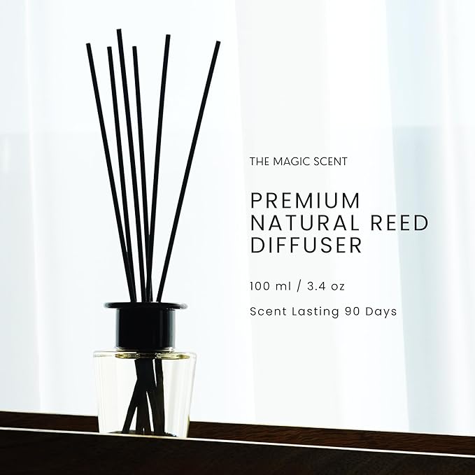 The Magic Scent White Tea Reed Diffuser for Home - Luxury Decorative Scent Diffuser with Premium Fiber Reeds for Lasting Gentle Dispersal - Natural, Toxin-Free Aroma Inspired by a Tranquil Spa