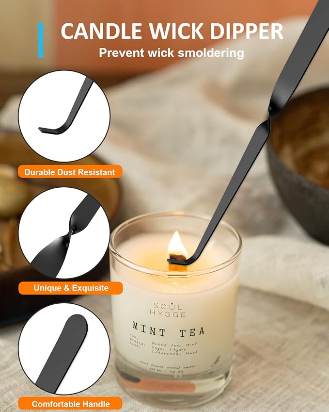 4 in1 Candle Accessory Set - Wick Trimmer, Candle Snuffer, Wick Dipper, Candle Lighters-Stainless Steel Care Kit for Candle Lover