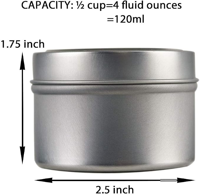 EricX Light Candle Tin 24 Piece, 4 oz, for Candle Making