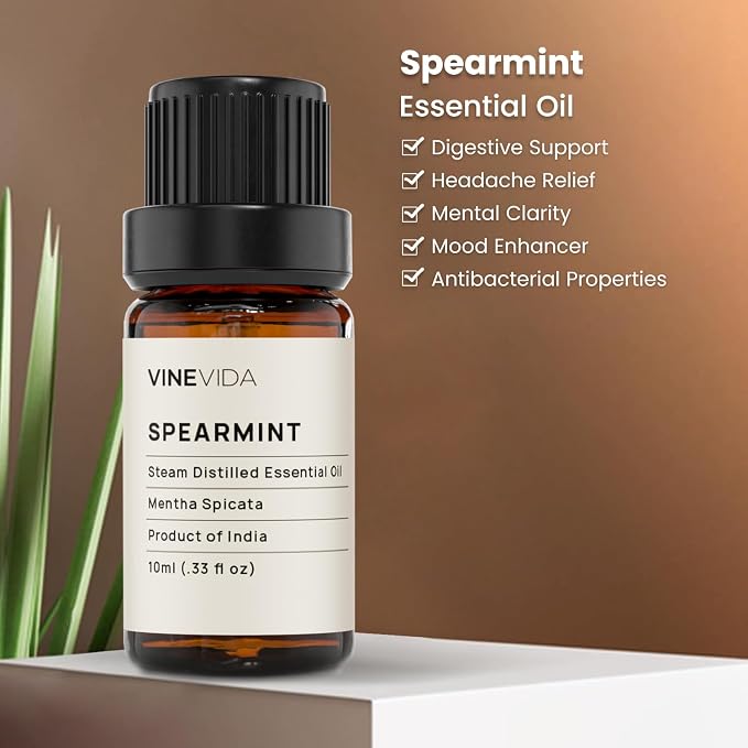VINEVIDA Spearmint Essential Oil 10 mL - Undiluted Candle Scent DIY Scents for Candlemaking Soap Making Safe Skin,4OZV-OBP-SPR-60P-10ML