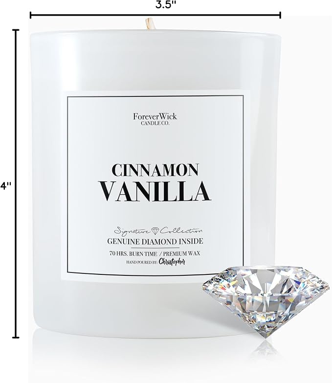 Foreverwick Cinnamon Vanilla Candle | Diamond Candle | Scented Jar Candle | Strong Scented Candles for Decor | 14 oz & 70 Hrs Burning Time