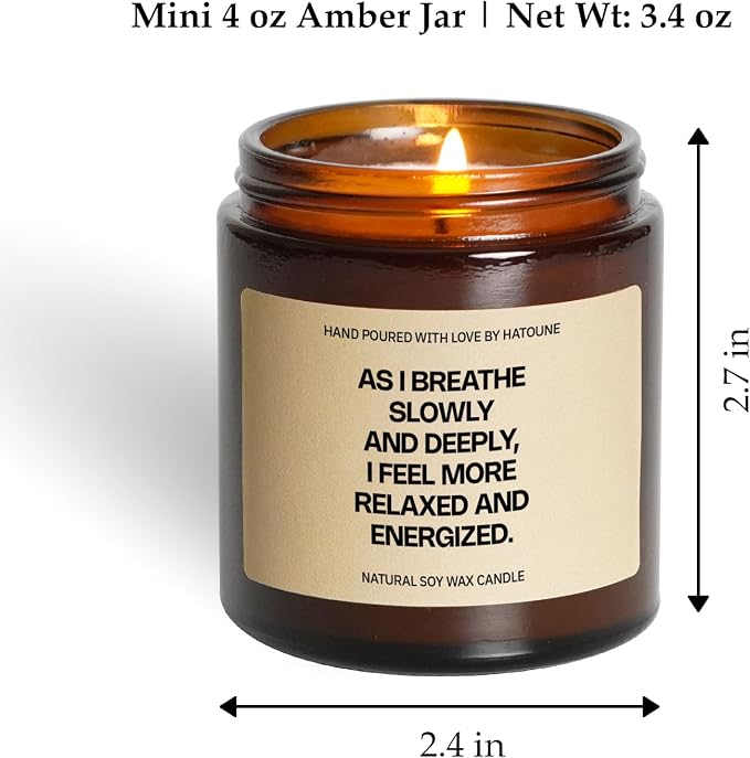 Relax & Energize Candle Deep Breath Scented Soy Candle Mindfulness Gift Stress Relief Aromatherapy Peaceful Energy Wellness GS6QE6, Fresh Coffee, 3.4 oz