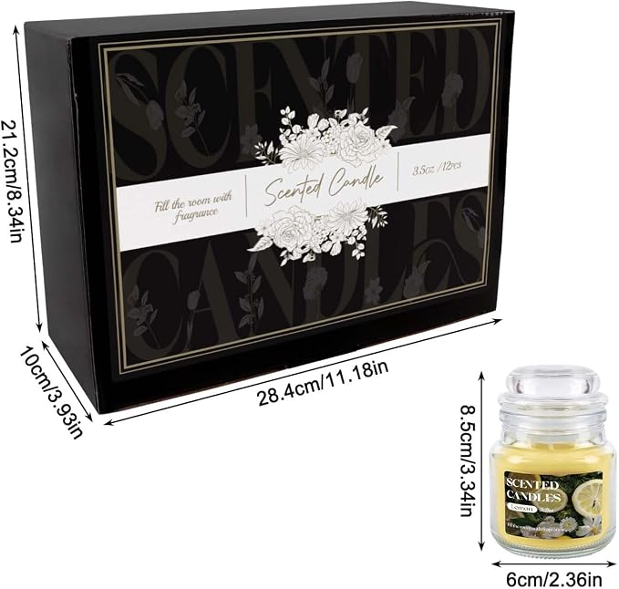 12-Pack 3.5oz Scented Candles Gift Set - Natural Soy Wax, Cotton Wick Aromatherapy Candles, Six Different Fragrances for Home Decor & Perfect Summer Gifts.