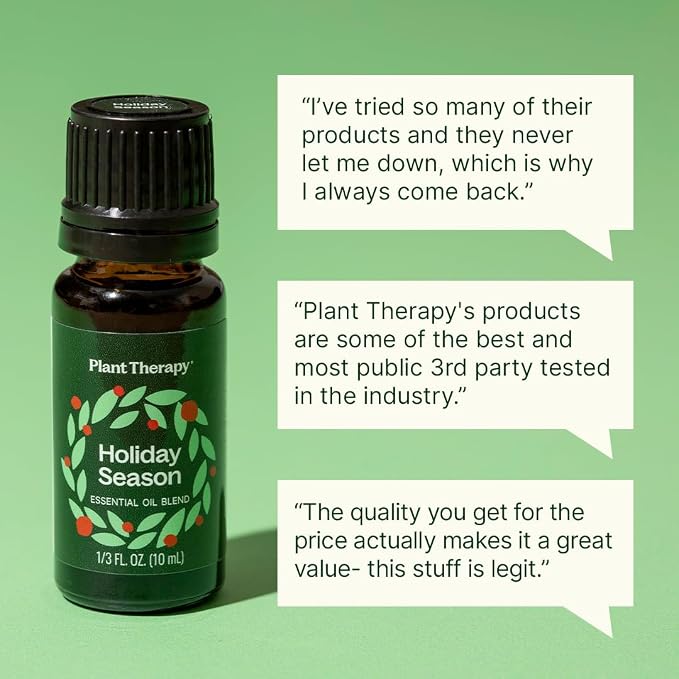 Plant Therapy Holiday Season Essential Oil Blend, 10 mL (1/3 oz), 100% Pure, Undiluted, Great for Use in Essential Oil Diffusers and Natural DIY Crafts