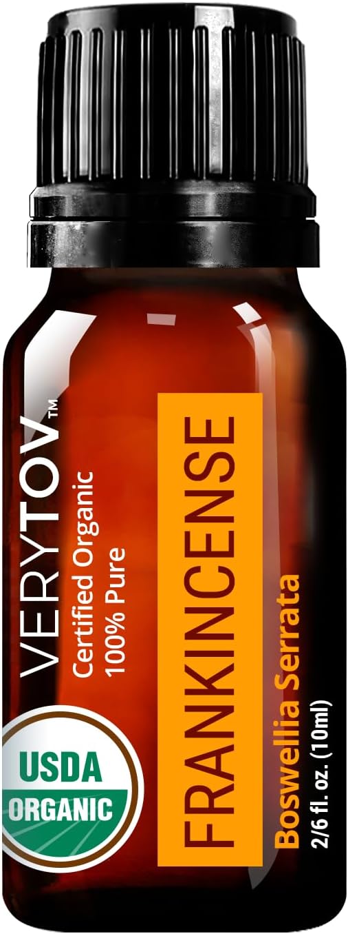 Premium USDA Organic Frankincense Essential Oil - 100% Pure Natural Undiluted, for Aromatherapy Diffuser, 10ml