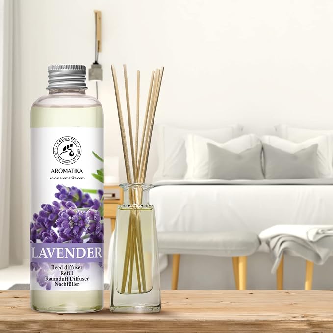 Lavender Reed Diffuser Refill 6.8 Fl Oz - Lavanda Refill - Room Fragrance Diffuser w/Natural Essential Lavender Oil - Reed Diffuser Oil Refill for Spa - Aromatherapy - Home - Bath - Restaurant