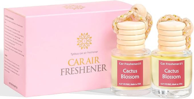 Hanging Car Air Freshener, Long Lasting Essential Oil Diffuser, Non-Toxic New Car Scent, Cute Car Fresheners for Women, 2 Pack Made in USA