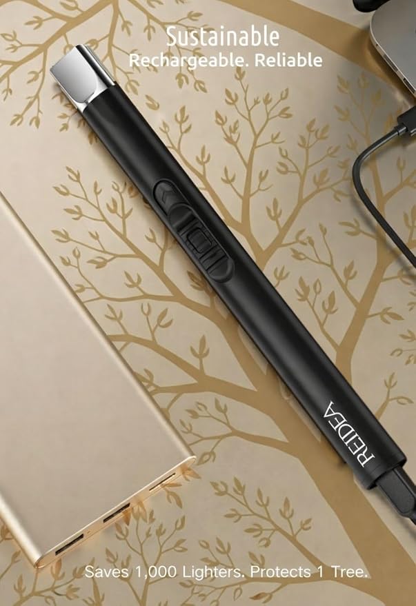 REIDEA Electric Lighter S4 Candle Lighter USB Rechargeable with Safety Switch, Flameless Portable Fast Heat Windproof Plasma Electronic Lighters, Perfect for Home Cooking BBQ Camping Stove Fireworks