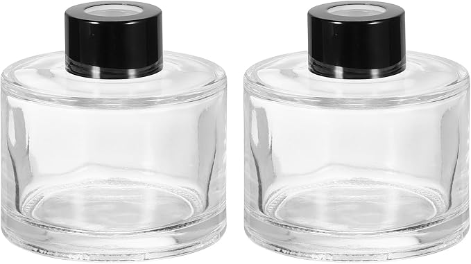 HARFINGTON 2pcs 120ml/4oz Empty Glass Diffuser Bottle 3" x 2.8" Refillable Fragrance Accessories Aromatherapy Jar Container for Replacement Reed Diffuser DIY Home Bathroom Transparent