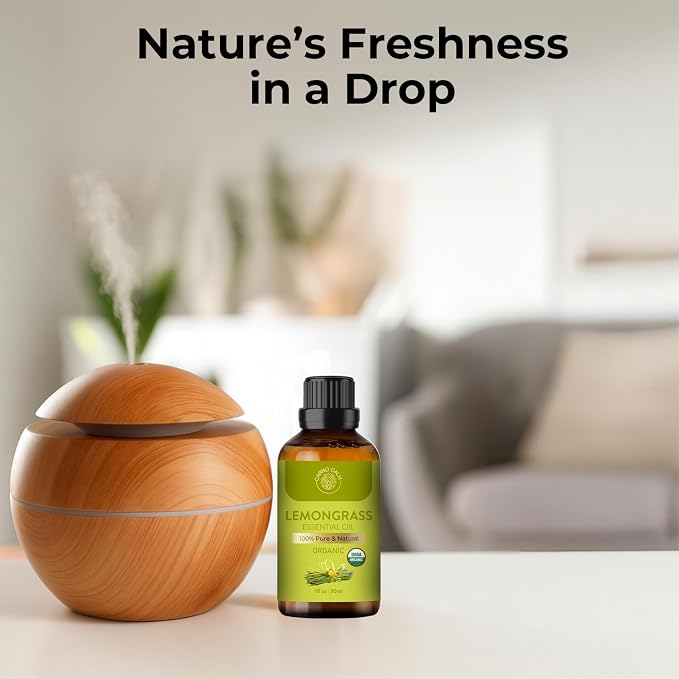 Lemongrass Essential Oil | USDA Certified Organic Lemongrass Oil| for Hair and Skin | Aromatherapy and Diffuser | Ideal for Both Men and Women | 30ml