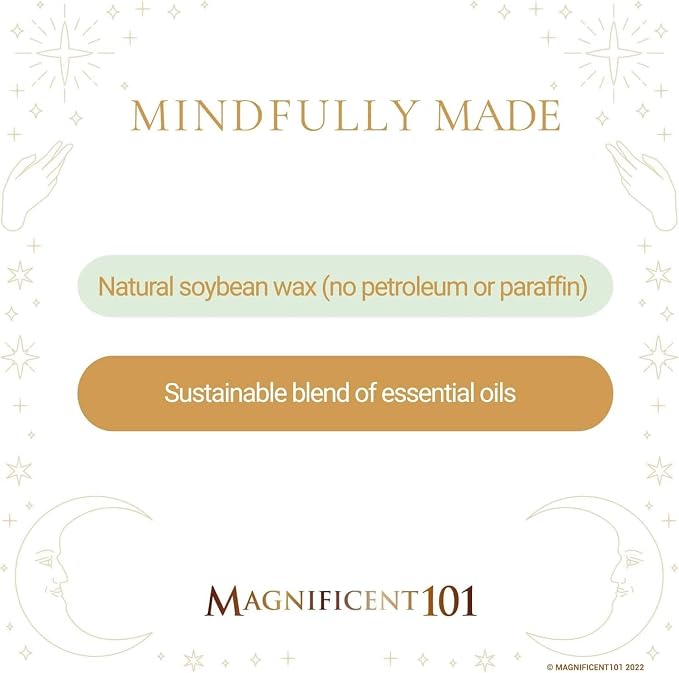 MAGNIFICENT 101 Long-Lasting Healing Aromatherapy Candles - 3-Pack, 3.5 oz Each, 42-Hr Burn, Soy Wax, Light Cream - Scented Healing Candles for Energy Cleansing & Manifestation