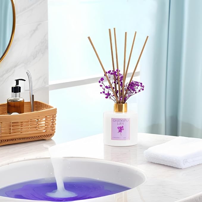 Lilac Diffuser, 6.7 oz Natural Essential Scented Oil with Diffuser Sticks, Best for Bathroom Decor, Living Room Decor, Home & Office Decor, Aromatherapy Diffuser Oil Gift Set