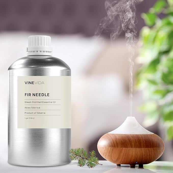VINEVIDA Fir Needle Essential Oil - Gallon Fir Needle Oil Undiluted - Bulk Gallon Essential Oil Soap Making Safe Skin - DIY Candle Scents Candlemaking Scents - 8 lbs Fir Needle Oil 3948.87 ml