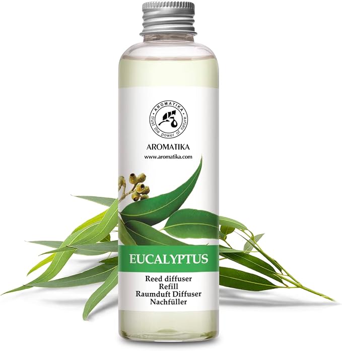 Reed Diffuser Refill Eucalyptus with Eucalyptus & Peppermint Essential Oils 6.8 Fl Oz - Scented Diffuser - Room Diffuser Refill with Fresh and Long Lasting Fragrance - Home Fragrance