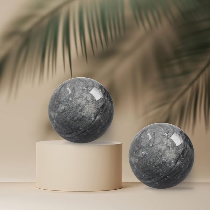 Coolrunner 2'' Marble Dark Grey Baoding Balls Chinese Health Stress Relieve Hand Exercise Hand Massage Hand Balls