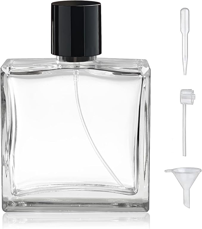 100ml/3.4 Oz Glass Spray Bottle Perfume Atomizer,Empty Refillable Perfume Spray Bottle with 3 Kinds of Dispenser (A4)