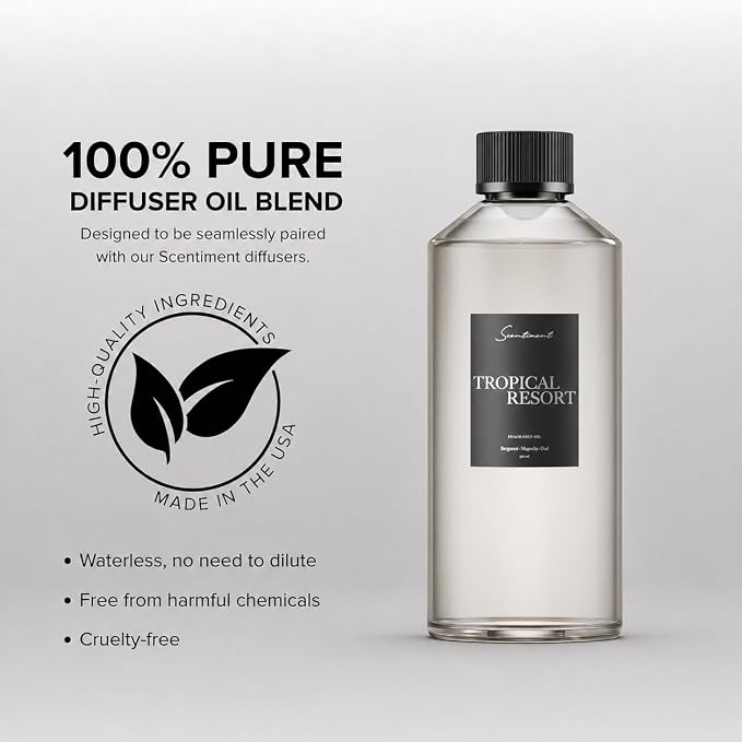 Scentiment Tropical Resort Diffuser Oil - Premium Hotel Scent with Notes of Bergamot, Magnolia & Oud Home Scent, Hotel Fragrance Oil Diffuser Refill - 16.91 fl oz (500 mL)