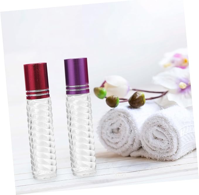 Mobestech 12pcs 5ml Glass Roller Ball Bottles Essential Oil Bottle Kit Refillable Mini Perfume Portable for Travel and Aromatherapy Use Random Color