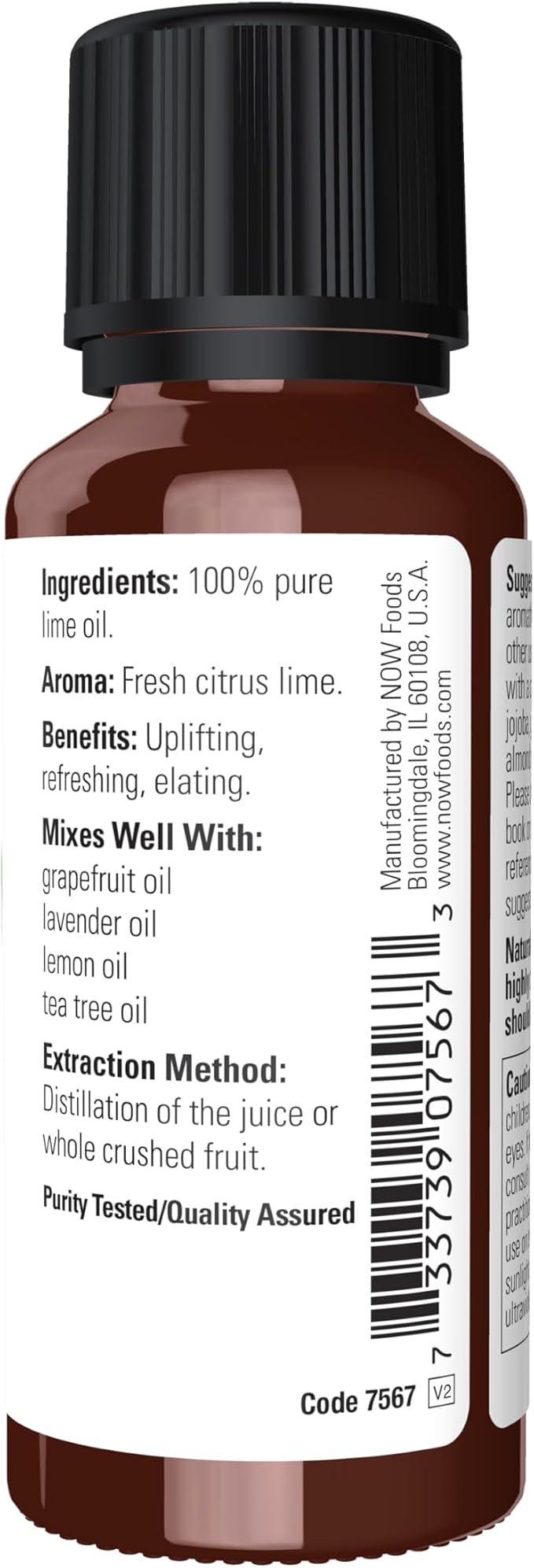 NOW Essential Oils, Lime Oil, Citrus Aromatherapy Scent, Cold Pressed, 100% Pure, Vegan, Child Resistant Cap, 1-Ounce