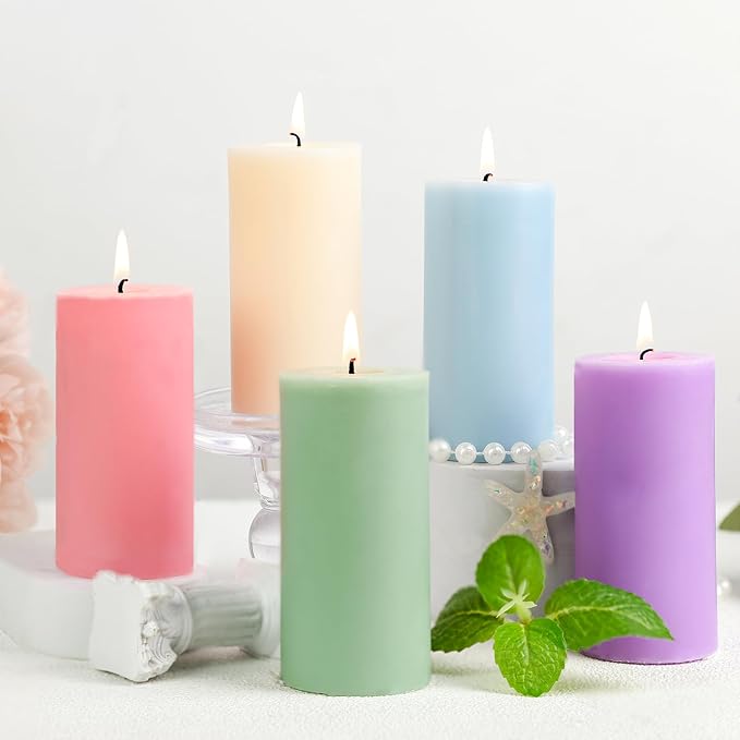 Lavender Scented Soy Pillar Candles Set of 3, Purple Aromatherapy Candles for Home, 105 Hours Clean Burning Long Lasting for Bathroom Living Room,2x4 inch