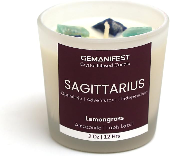 Sagittarius Zodiac Candle Gifts for Women with Sagittarius Bracelet Lemongrass Crystal Candle for Manifestation Birthday Birthstone Spiritual Thoughtful Gifts