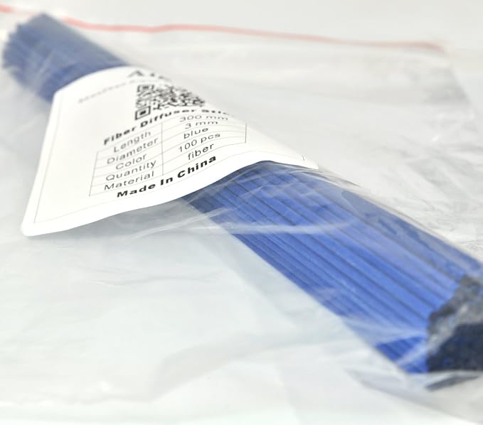 100 Pieces Fiber Reed Diffuser Replacement Refill Sticks (12" x 3mm, Blue)