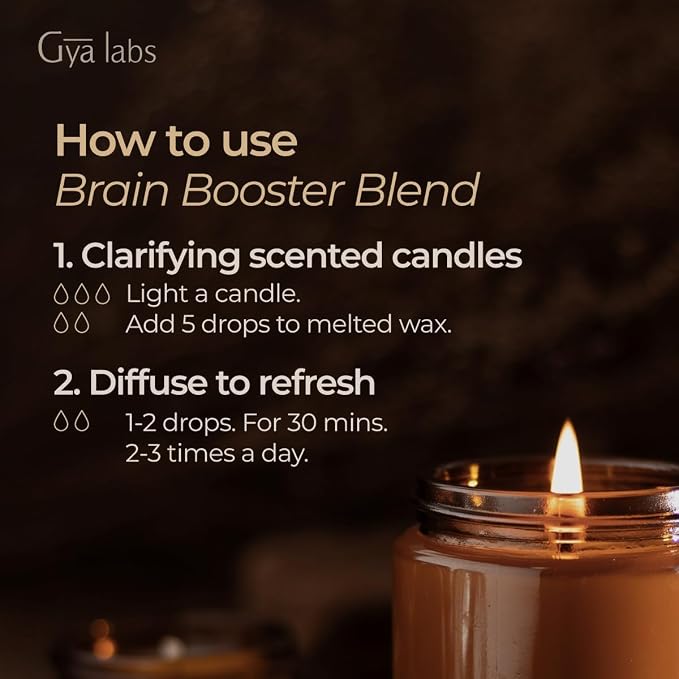 Gya Labs Brain Booster Essential Oils Blends - 0.34 Fl Oz - for Diffuser, Home, Humidifier, Aromatherapy and DIY Candle Making Scents