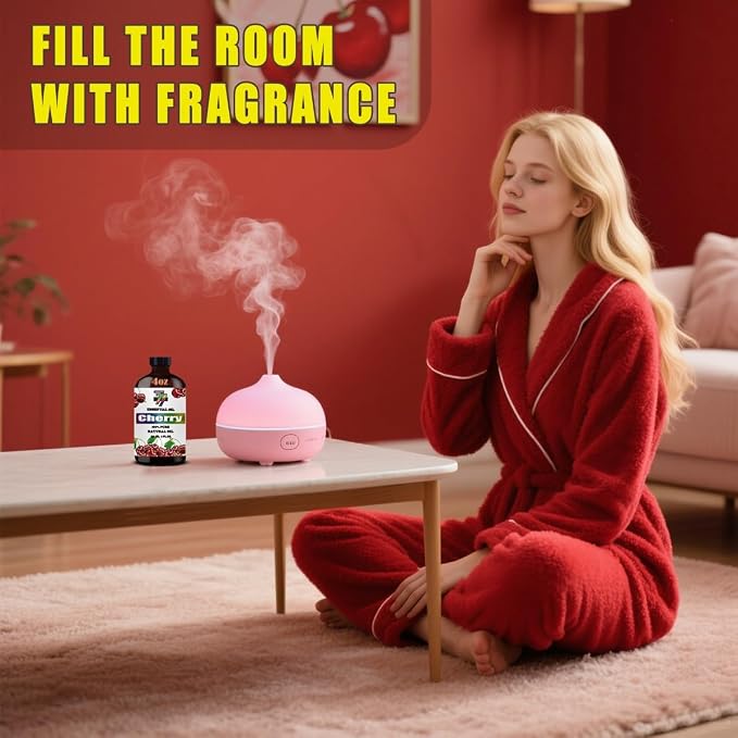 Cherry Essential Oil, Cherry Oils, for Diffuser, DIY Candles, Soap, Humidifier, Home, Car, Gift, Essential Oil, GV77ZF Cherry Fragrance Oil - 4 fl oz (120 ml)
