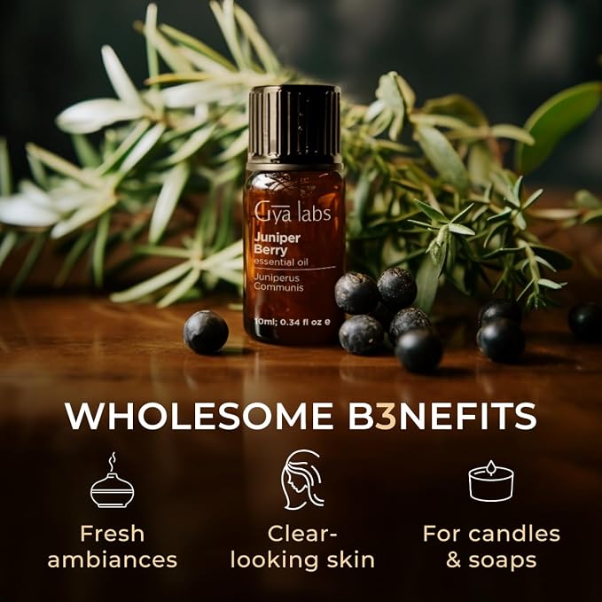 100% Pure Juniper Berry Essential Oil - 0.34 Fl Oz - Juniper Berry Oil for Hair, Skin, Diffuser, Aromatherapy & DIY Candle Making Scent