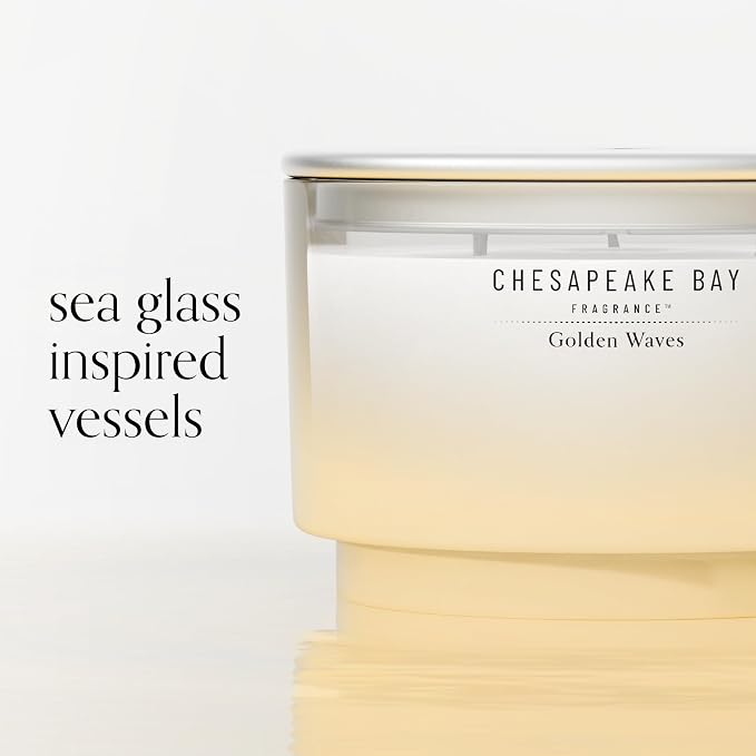 Chesapeake Bay, 14.5oz Golden Waves Scented Candle, Mood Evoking Fragrance, Sea Glass-Inspired Jar, Premium Soy Blend Wax with Essential Oils, Coastal Fragrance for Home Décor or Gifting