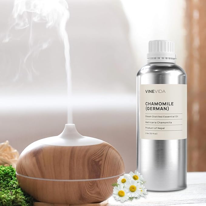 VINEVIDA Chamomile German Essential Oil 32 oz - Undiluted Chamomile Oil 32 oz - Chamomile Candle Oil Scent - DIY Candle Scents for Candlemaking - Bulk Essential Oil for Soap Making Safe for Skin