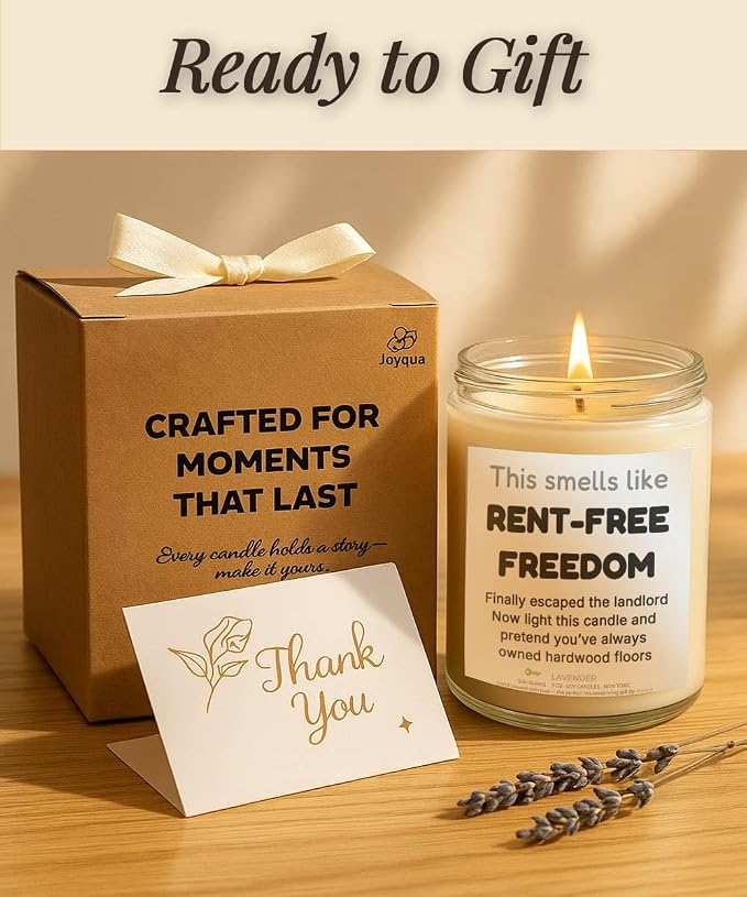 Housewarming Gifts New Home– Lavender Candle, Cozy Aromatherapy Decor, Gift for Friends, Family & New Homeowners, House Essentials for New Home, New House Essentials by Joyqua, White