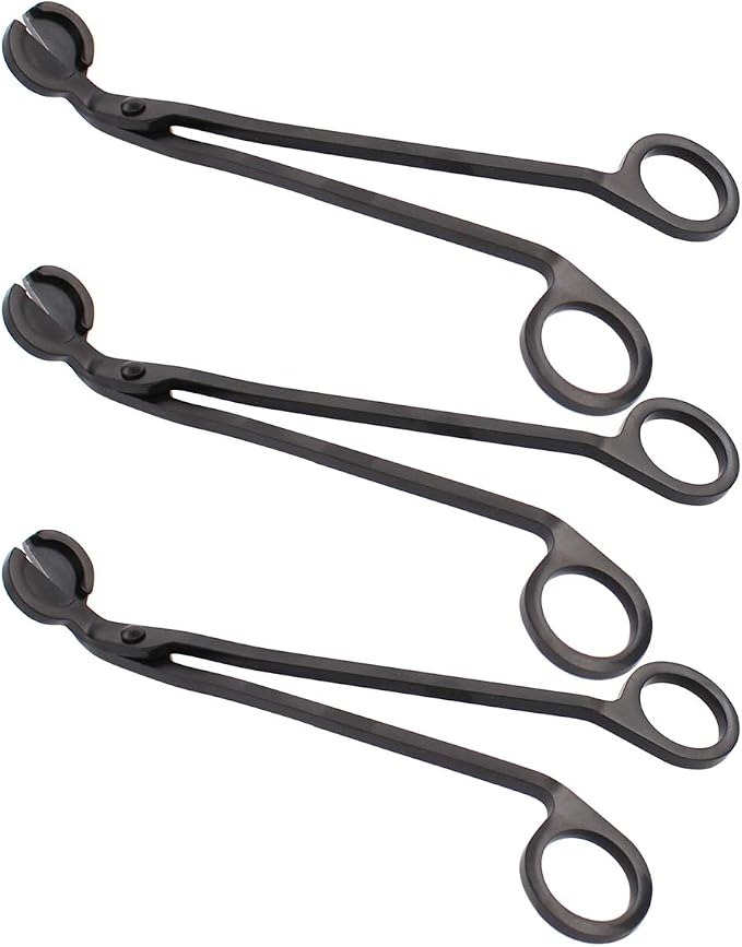 ApplianPar Candle Snuffer Wick Trimmer Cut Stainless Steel Black Clipper Scissor Candle Tool Pack of 3