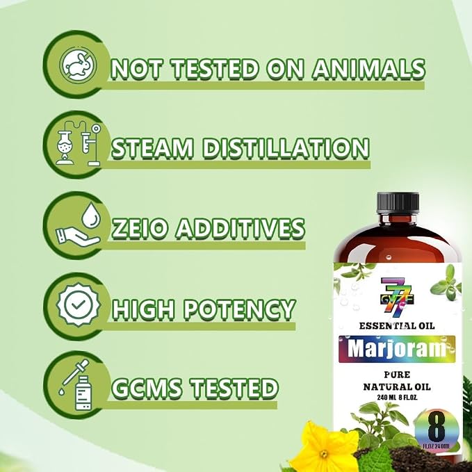 Marjoram Essential Oil, Marjoram Oils, for Diffuser, Massage, Humidifier, DIY Candles, Soap, Home, Gift, Essential Oil, GV77ZF Marjoram Fragrance Oil - 8 fl oz (240 ml)